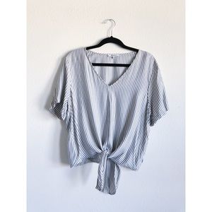 MADEWELL Striped Tie Front Top